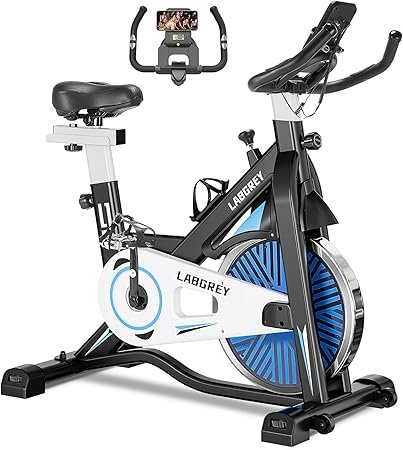 LABGREY Exercise Bike Indoor Cycling Bike Stationary Cycle Bike with Heart Rate Sensor & Comfortable Seat Cushion