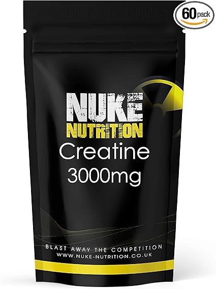 Nuke Nutrition Creatine Tablets 3000mg - 60 Tablets - Pure Creatine Monohydrate Supplements