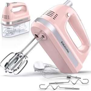 BAIGELONG Hand Electric Mixer, 300W Ultra Power Food Kitchen Mixer with 5 Self-Control Speeds + Turbo Boost