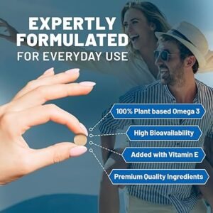 Prowise Vegan Omega-3 DHA from Algae Oil | 60 Softgels with Vitamin E | 400mg DHA + 10mg Vitamin E | 100% Plant-Based | Supports Brain and Eye Health | Pure & Sustainable Sourced